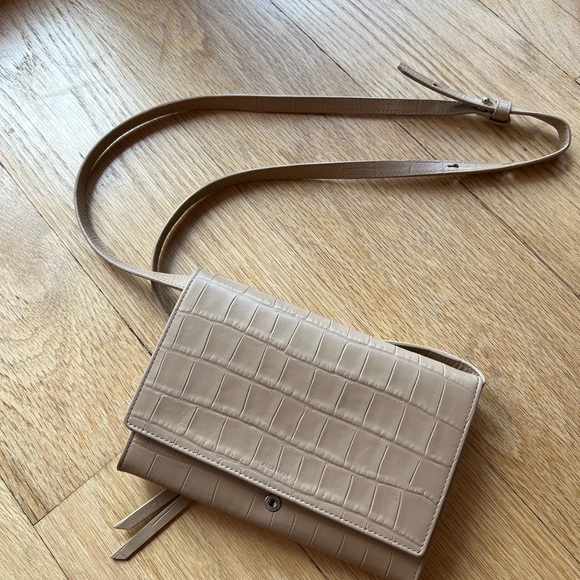 All Saints Handbags - Elegant Tan Crocodile-Embossed Women's Bag